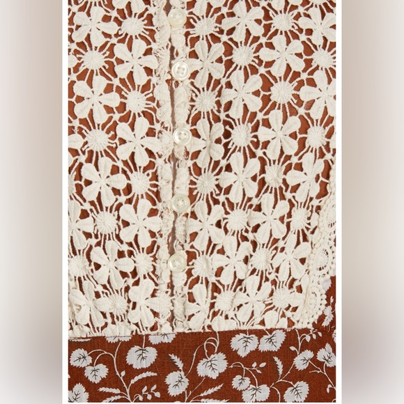 ByTiMo Charming Brown and Cream Cotton Floral Mini Dress - Picture 4 of 4